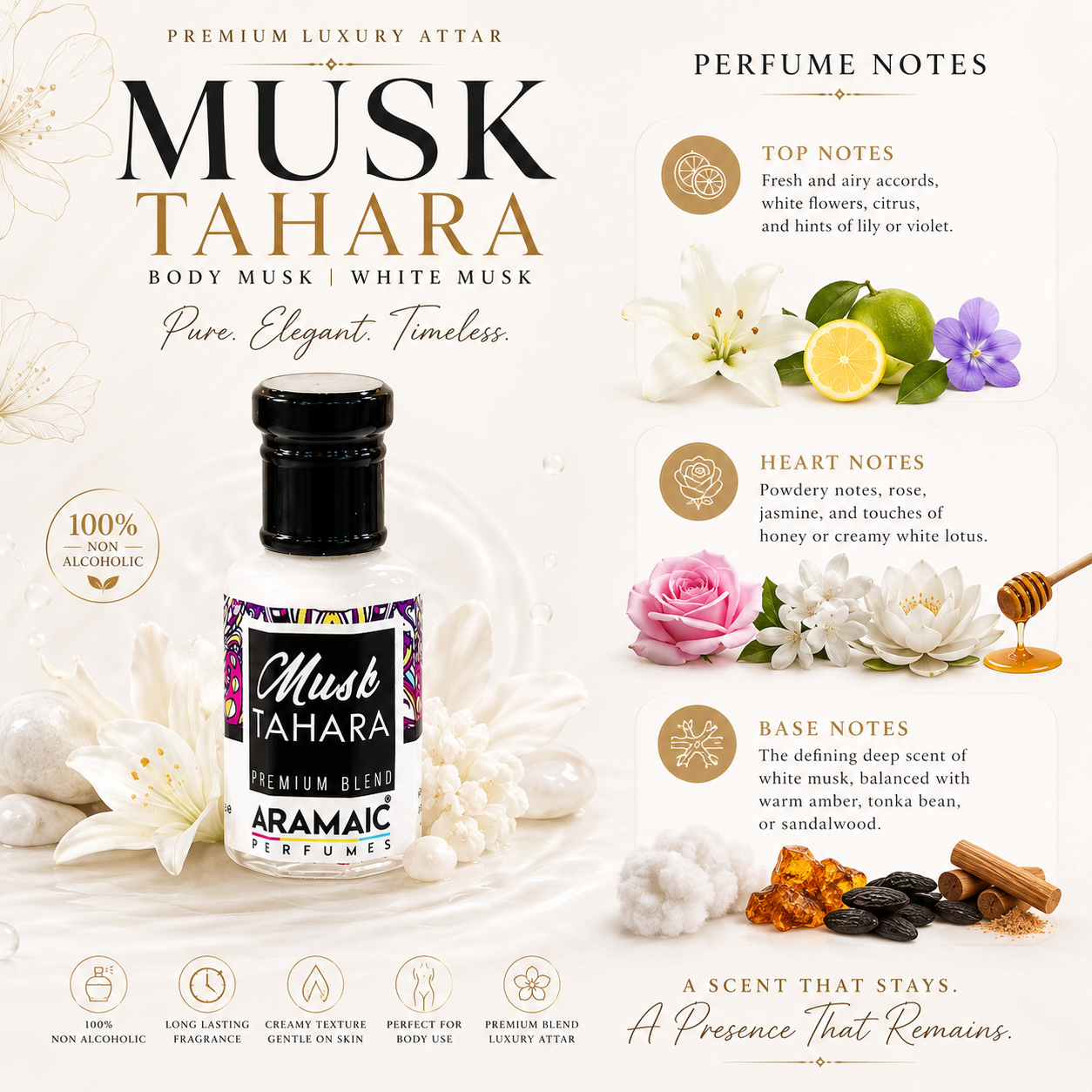 Musk Tahara Attar – Premium Body Musk | Creamy White Musk | 100% Non-Alcoholic | Long Lasting Fragrance