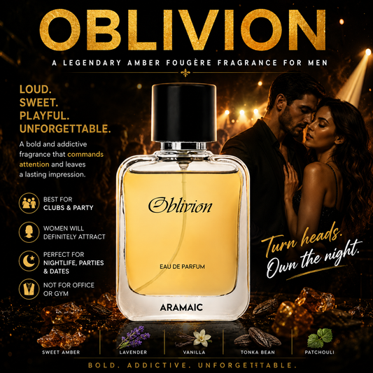 Oblivion Eau De Parfum for Men 50ML – Bold Amber Fougère Fragrance for Nightlife & Parties