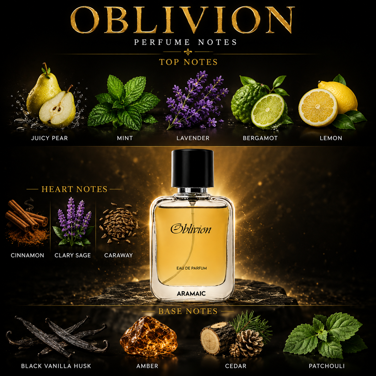 Oblivion Eau De Parfum for Men 50ML – Bold Amber Fougère Fragrance for Nightlife & Parties