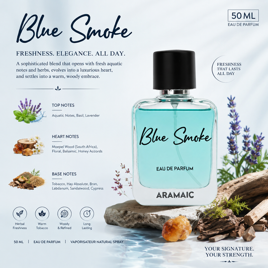 Blue Smoke Eau de Parfum 50ML – Fresh Lavender, Aquatic & Woody Masculine Fragrance | Long Lasting High Projection Perfume for Men