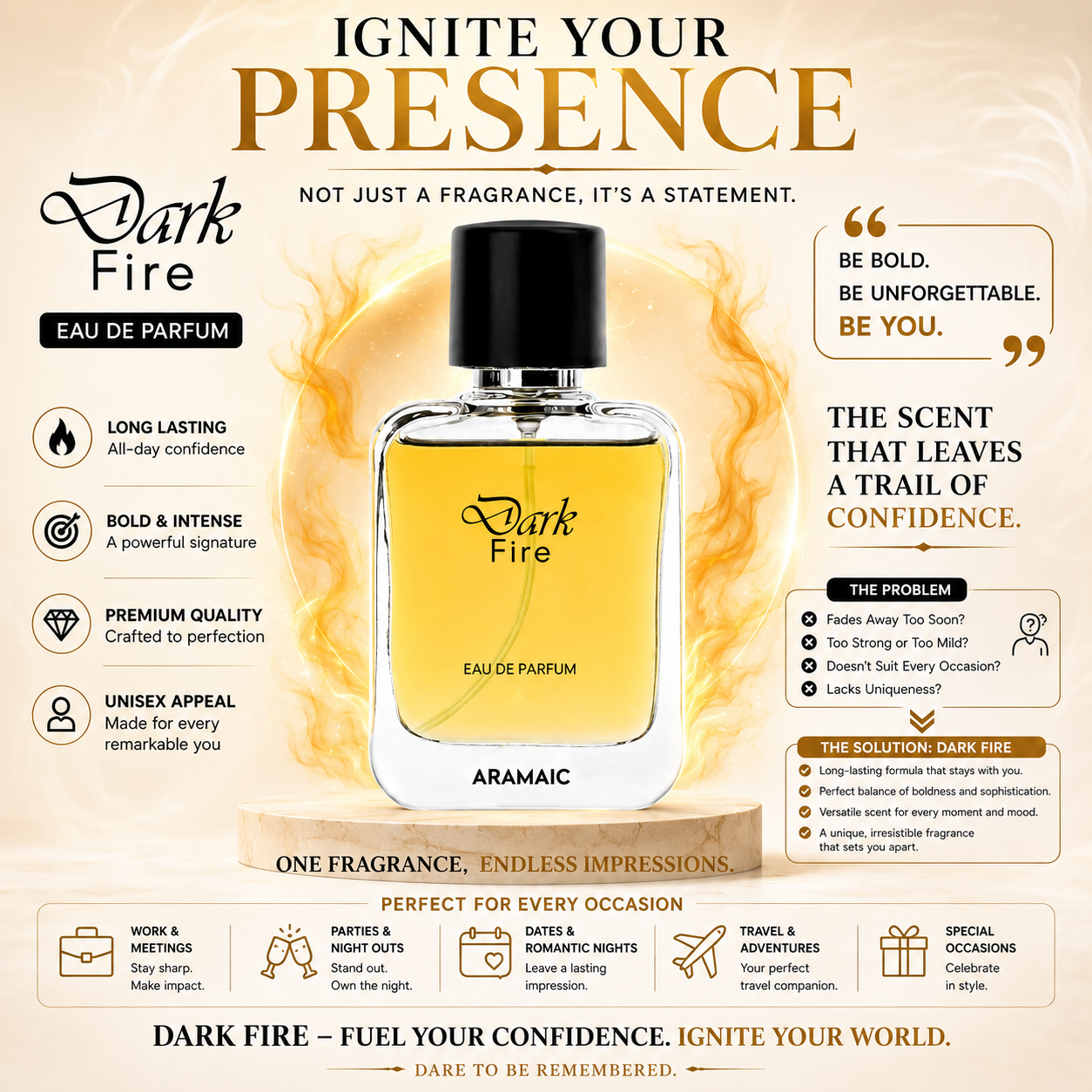Dark Fire 50 ML Eau De Parfum (EDP) for Men – Long Lasting Vanilla, Chestnut & Leather Fragrance