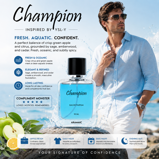 Champion Eau De Parfum 50ML by Aramaic | Fresh Aquatic Men's Perfume
