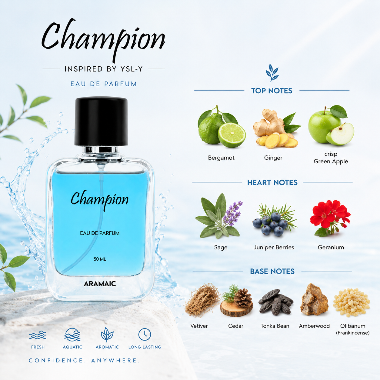 Champion Eau De Parfum 50ML by Aramaic | Fresh Aquatic Men's Perfume