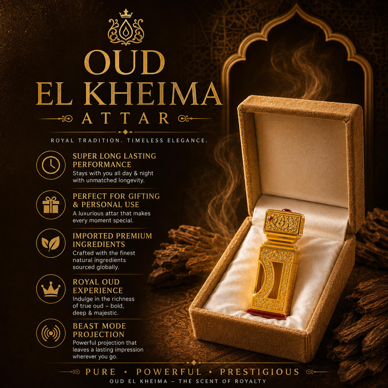 Oud El Kheima Premium Royal Oud Attar – 3ML | Long Lasting Luxury Perfume Oil
