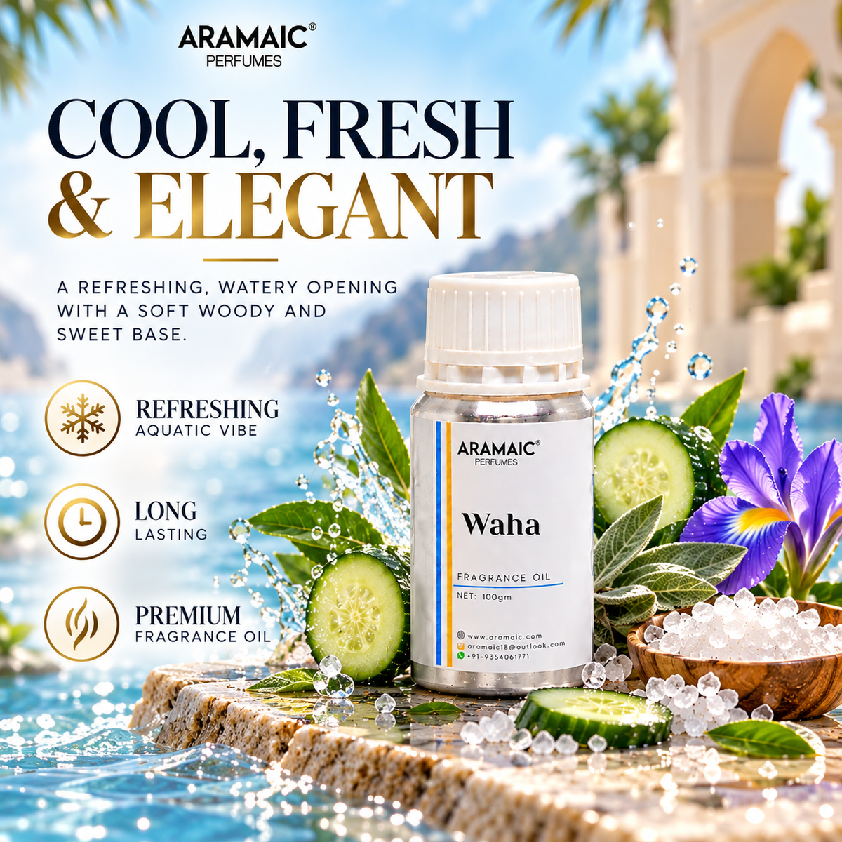 Aramaic Waha Fragrance Oil – Fresh Aquatic Citrus Perfume Oil | 100% Alcohol Free