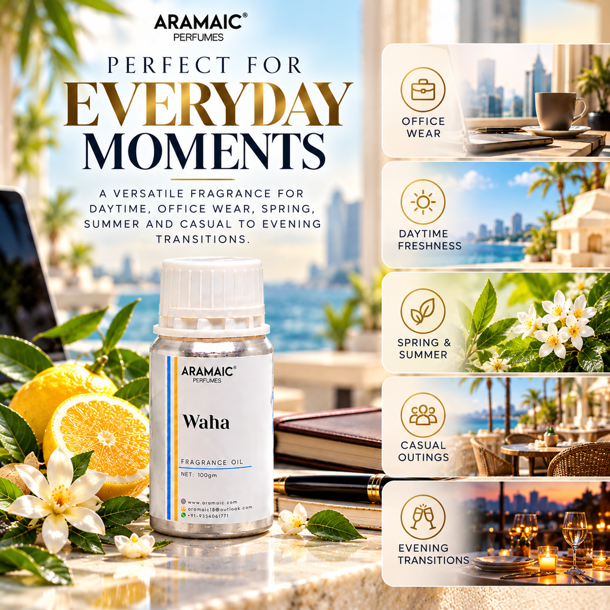 Aramaic Waha Fragrance Oil – Fresh Aquatic Citrus Perfume Oil | 100% Alcohol Free