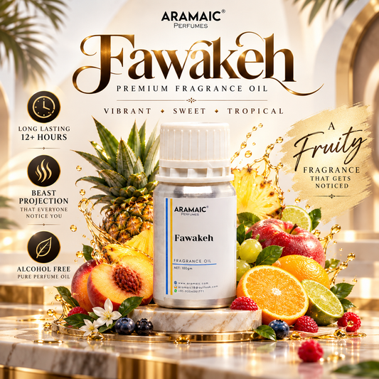 Aramaic Fawakeh Premium Fruity Fragrance Oil – Long-Lasting Alcohol-Free Perfume Oil, 100g