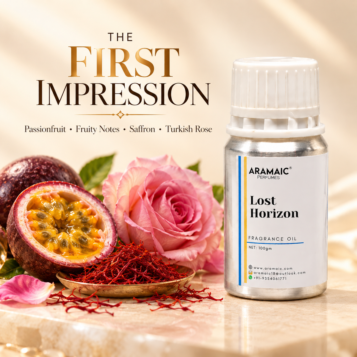 Aramaic Lost Horizon Fragrance Oil – Oud Maracuja Inspired Unisex Niche Perfume Oil | 100% Alcohol-Free